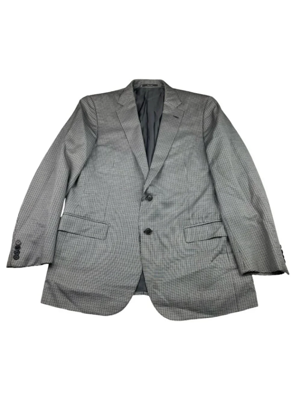 Ermenegildo Zegna Men’s Wool/Silk 2-Button Blazer Gray Plaid • Italy • 44R US